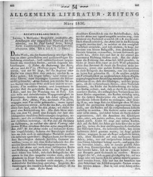 Kritz, P. L.: Exegetisch-praktische Abhandlungen über ausgewählte Materien des Civilrechts. Leipzig: Hartmann 1824