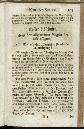 Erster Abschnitt. Von den allgemeinen Regeln der Wortfügung.