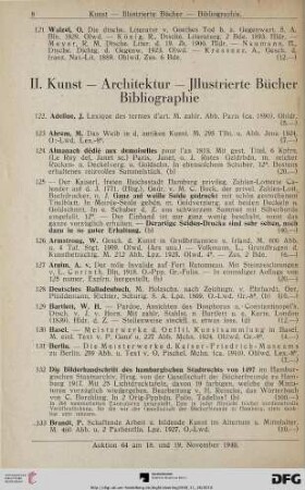 Kunst, Architektur, Illustrierte Bücher, Bibliographie (Nr. 122-305)