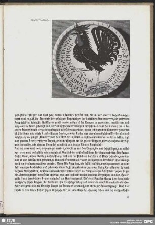 Tonschüssel mit Inschrift "Ich bin ein Hahn, weiß was ich kann. Fragt nur die Hennen, die werden mich kennen."