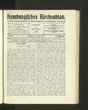 Nr. 25. Hamburg, 18. Juni 1911. 8. Jahrgang.