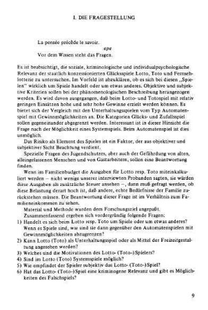 I. Die Fragestellung