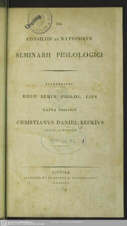 De Consiliis et rationibus Seminarii philologici