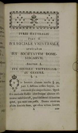 Iuris Naturalis Pars II. Ius Sociale Universale Speciatim Ius Societatum Domesticarum.