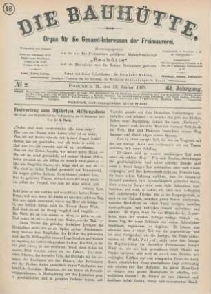 No 2. Frankfurt a. M., den 12. Januar 1918. 61. Jahrgang.