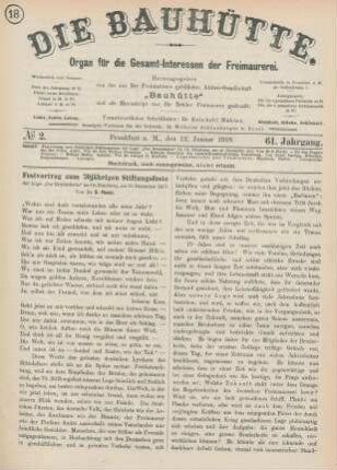No 2. Frankfurt a. M., den 12. Januar 1918. 61. Jahrgang.