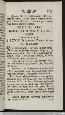 Sectio XIV. Morbi Ophthalmiae Pedissequi