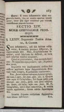 Sectio XIV. Morbi Ophthalmiae Pedissequi