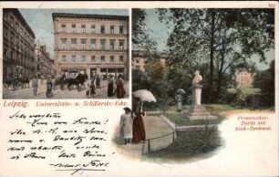 Leipzig: Universitäts- u. Schillerstr.-Ecke ; Promenaden-Partie mit Koch-Denkmal