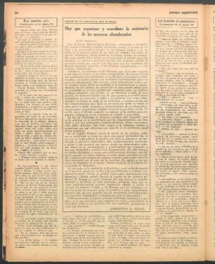 Hay que organizar y coordinar la asistencia de los menores abandonados : Cartas de un argentino que se enoja