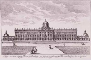 Prospect des neuen Königl. Palais bey Potsdam, wie selbiges von der großen Allee von Sanssouci her anzusehen