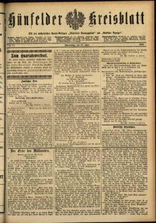 Ausgabe vom Donnerstag, den 27. Juni 1912.