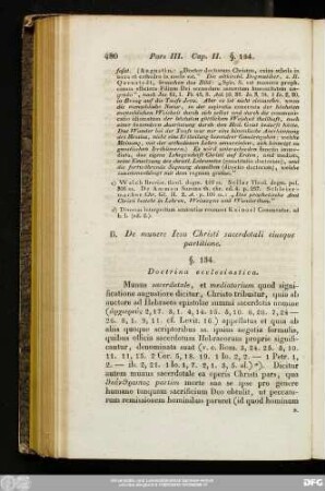 B. De munere Iesu Christi sacerdotali eiusque partitione.