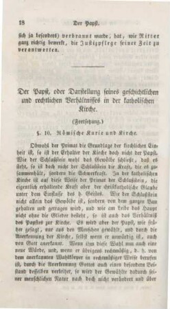 18-60 Der Papst, oder Darstellung seines geschichtlichen und rechtlichen Verhältnisses in der katholischen Kirche : (Fortsetzung)