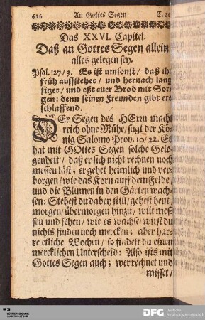 Das XXVI. Capitel. Daß an Gottes Segen allein alles gelegen sey.