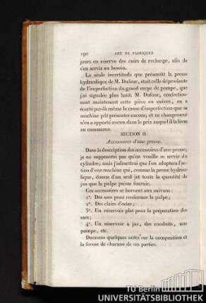 SECTION II. Accessoires d'une presse.