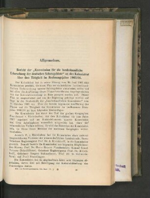 Bericht der „Kommission für die landeskundliche Erforschung der deutschen Schutzgebiete” an den Kolonialrat über ihre Tätigkeit im Rechnungsjahre 1905/1906.