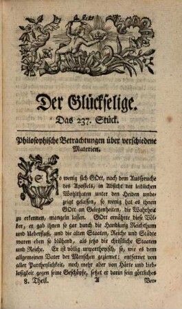 Der Glückselige : eine moralische Wochenschrift. 8. 1766