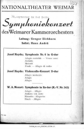 Symphoniekonzert des Weimarer Kammerorchesters