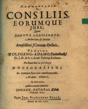 Commentatio De Consiliis, Eorumque Jure