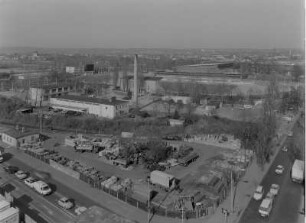 Dresden-Friedrichstadt. Blick vom Kühlhaus über das Heinz-Steyer-Stadion nach Norden