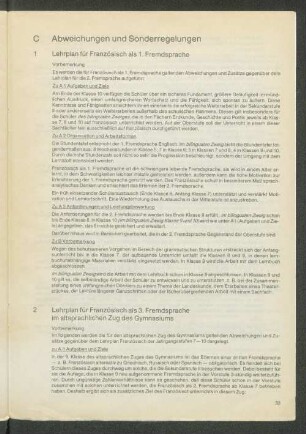C Abweichungen und Sonderregelungen