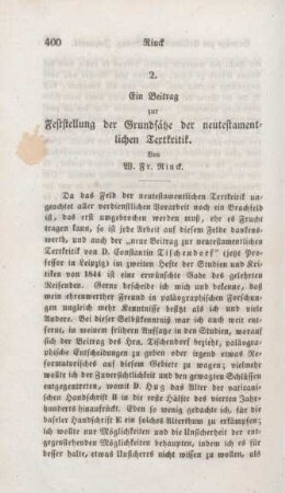 400-408 Ein Beitrag zur Feststellung der Grundsätze der neutestamentlichen Textkritik
