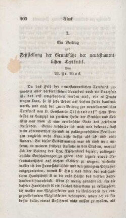 400-408 Ein Beitrag zur Feststellung der Grundsätze der neutestamentlichen Textkritik