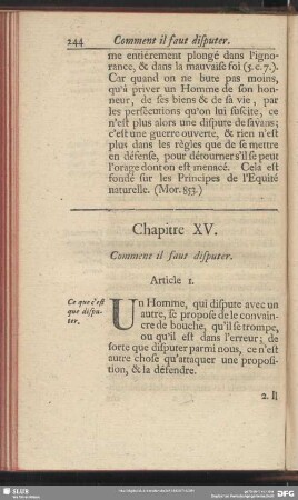 Chapitre XV. Comment il faut disputer