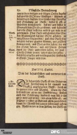 Das XVII. Capitel. Von der beharrlichen und verneuerten Busse.