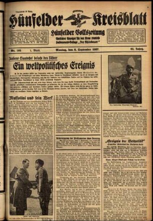 Erste Ausgabe vom Montag, den 06. September 1937.