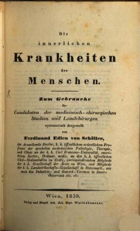Die innerlichen Krankheiten des Menschen