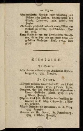 115-127, Literatur. - Gedichte. - Journale. - Künste, Malerei.
