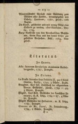 115-127, Literatur. - Gedichte. - Journale. - Künste, Malerei.