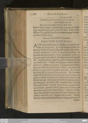 Epist. LXXXT. Binchium. Philippo Deppaeo, Suo.