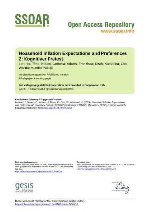 Household Inflation Expectations and Preferences 2: Kognitiver Pretest