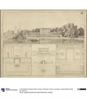 Berlin. Schloss Glienicke, Casino. Grundriss und Ansichten