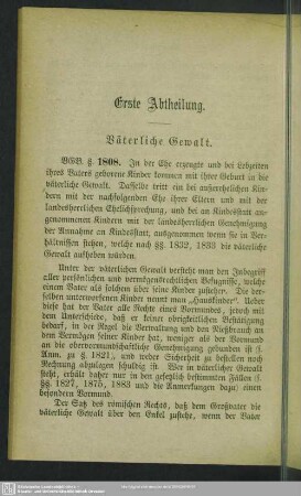 Erste Abtheilung. Väterliche Gewalt