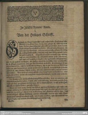 I. Von der Heiligen Schrifft