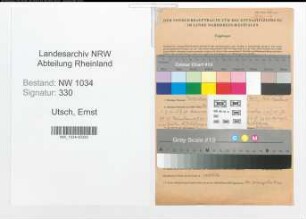 Entnazifizierung Ernst Utsch , geb. 27.02.1890 (Oberst)