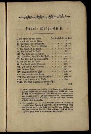 Fabel-Verzeichniß.