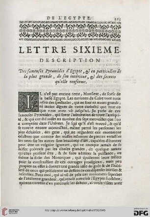 Lettre sixième: Description