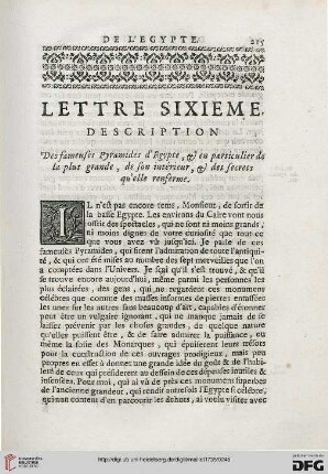 Lettre sixième: Description