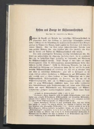 Sÿstem und Zweige der Missionswissenschaft