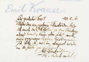 Brief an Emil Krause