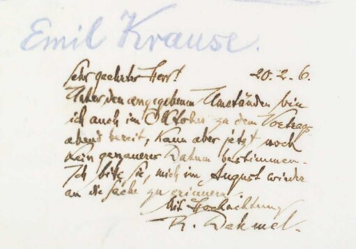 Brief an Emil Krause