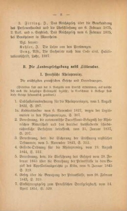 B. Die Landesgesetze nebst Litteratur