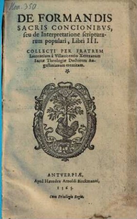 De formandis sacris concionibus, seu de interpretatione scripturarum populari : libri III.