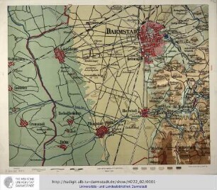 [Große Umgebungskarte von Darmstadt in Höhenschichtendarstellung]. Maßstab 1: 20.000. Bl. 2: Darmstadt. Gießen: Roth, 1895