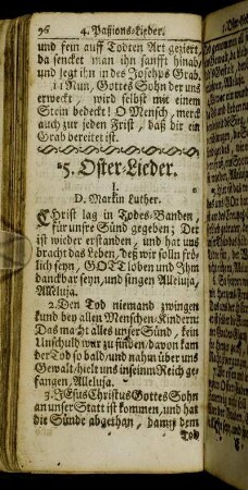 5. Oster-Lieder. - 8. Heil. Dreyfaltigkeits-Lieder.
